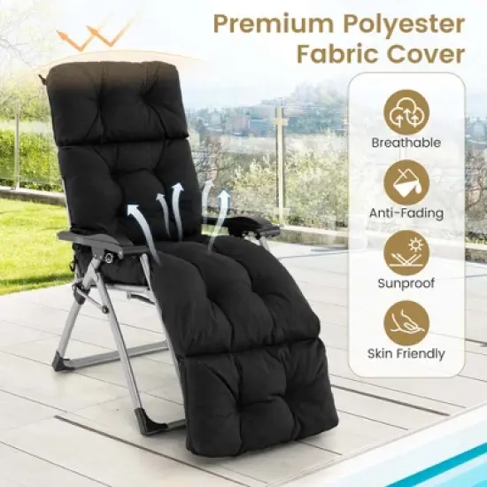 Costway 2 PCS 73" Lounge Chaise Cushion Padded Recliner Cushion Indoor Outdoor Black/Dark Orange/Gray/Orange/Brown/Beige image {6}