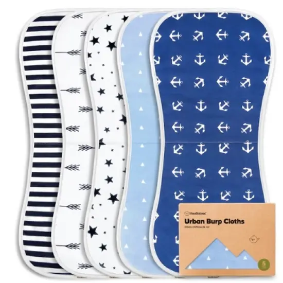 5pk Urban Baby Burp Cloths, Organic Burping Cloth for Babies, Burp Rags for Baby Girls, Boys image {13}