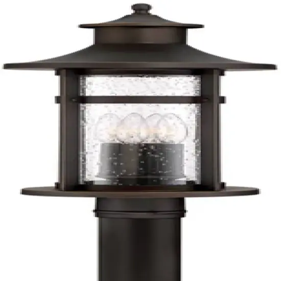 Minka Lavery Industrial Outdoor Post Light Fixture Oil Rubbed Bronze 20 1/4" Seeded Glass for Exterior Barn Deck House Porch Patio image {1}