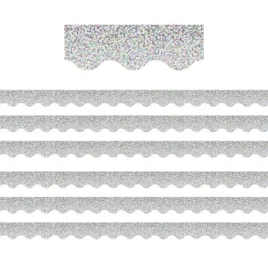 Teacher Created Resources Scalloped Border 2.19" x 210' Silver Sparkle (TCR8765-6) image {2}