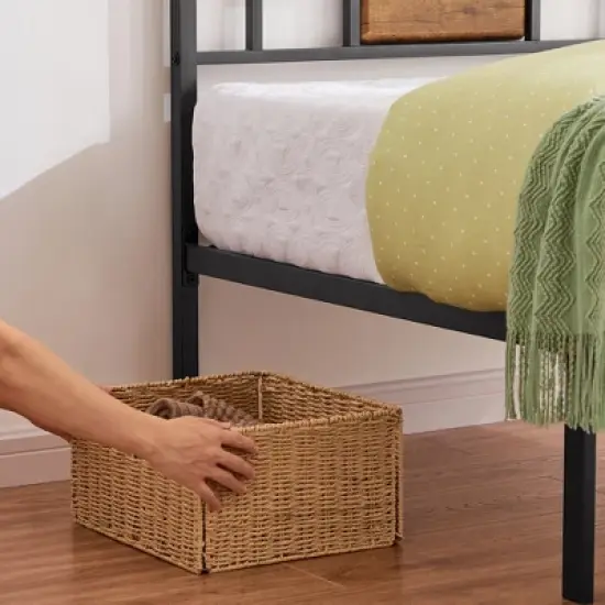 VECELO Twin/Full/Queen Platform Bed Frame with Steel Slat Support, Heavy Duty Bed Frame with Headboard, No Box Spring Needed/Easy Assembly image {5}