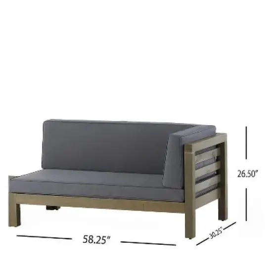 FIONECA Right Corner Bench with Coffee Table, Outdoor Patio Seating Set, Dark Grey Finish image {1}