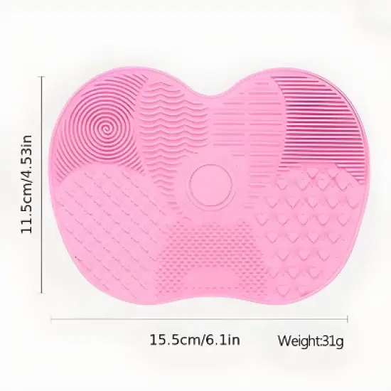 Kitcheniva Apple Shape Makeup Brush Cleaning Mat Pad with Suction Cups Pink 1 Pc image {2}