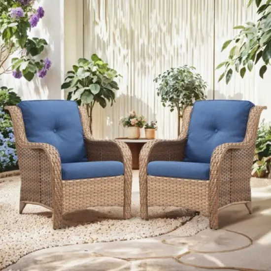 Buenhomino Outdoor Patio Couch Wicker Sofa Loveseat- 2 Seater Rattan Sofa for Outside Patio Garden with Deep Seating and Olefin Cushions image {11}