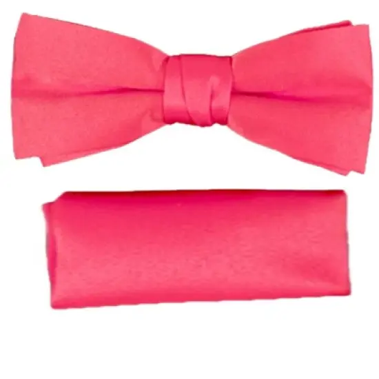 New Men's Solid Pre Tied Bow Tie and Hanky Set image {19}
