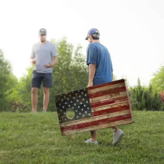 Skip's Garage | Rustic American Flag All-Weather Cornhole Boards - ACA Sig Pro Series image {1}