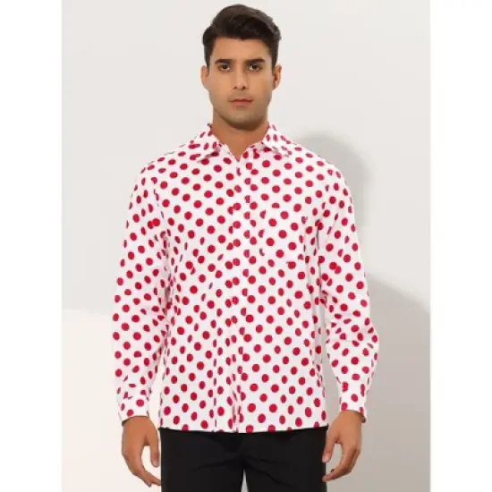 Lars Amadeus Men's Button Down Long Sleeve Casual Business Polka Dots Shirt image {1}