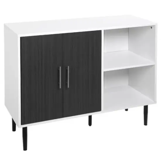 HOMCOM Storage Sideboard, Buffet Cabinet with Adjustable Shelf, Free Standing 2-Door Kitchen Cupboard for Dining Room, Hallway, Grey image {3}