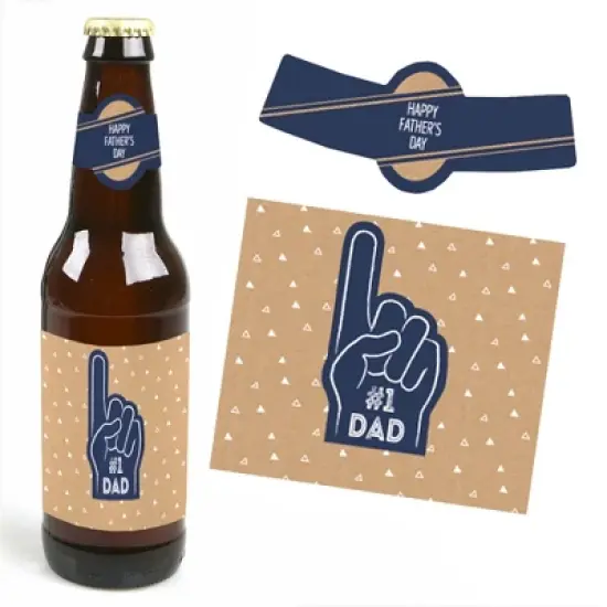 Big Dot of Happiness My Dad is Rad - Father's Day Decorations for Men - 6 Beer Bottle Label Stickers and 1 Carrier image {2}