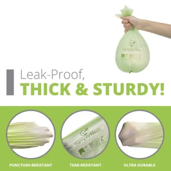 Simply Bio 13 Gal. Compostable Trash Bags with Flat Top, Heavy-Duty, 0.87 MIL,50-Count image {2}
