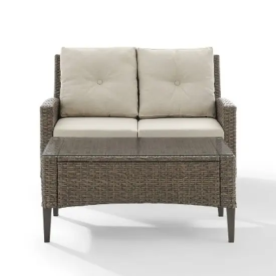 Rockport 2pc Outdoor Wicker Loveseat Seating Set - Crosley image {2}