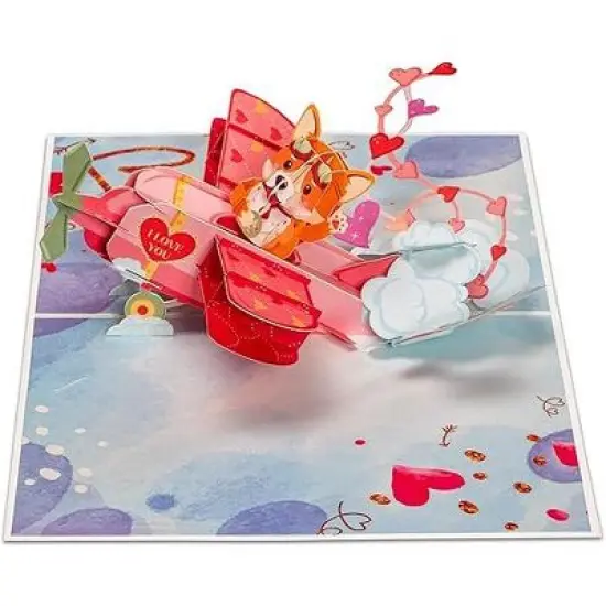 Frndly by Paper Love 3D Dog Biplane Pop Up Card,  For All Occasion - Handcrafted 100% Recycled and Eco-Friendly, 8" x 6" Cover image {6}