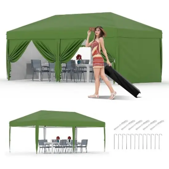 10x20FT Pop Up Canopy Tent, Folding Tent Shelter with 6 Removable Sidewalls, Easy Setup Outdoor Canopy, Height Adjustable Shelter Gazebos image {10}