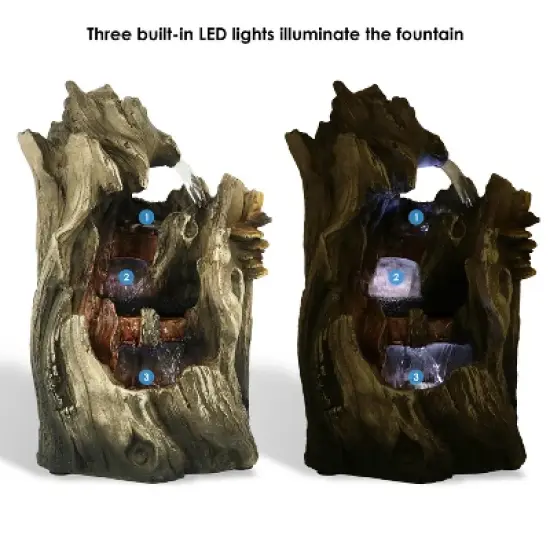 Sunnydaze Indoor Home Decorative Cascading Caves Waterfall Tabletop Water Fountain with LED Lights - 14" image {7}