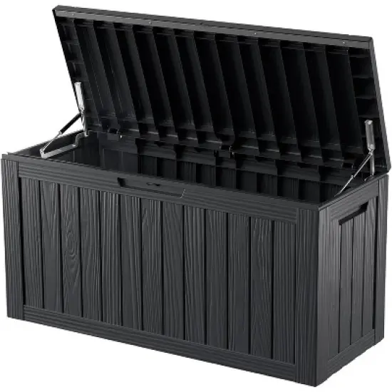 80 Gallon lockable waterproof outdoor storage box, suitable for seating terrace furniture or storing tools, swimming pool accessories,Black image {7}