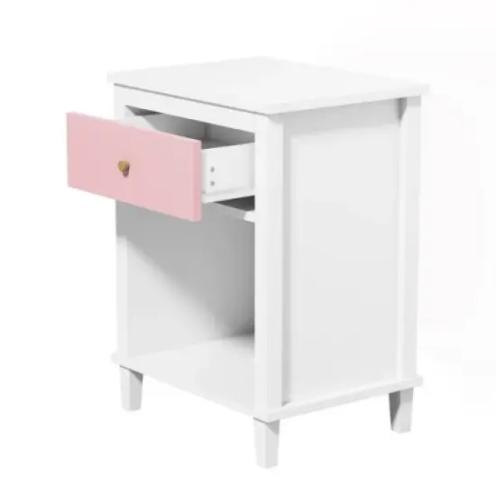 PAGED Night Stand Modern Bedside Table Wooden Nightstand with Storage Drawer and Open Shelf for Bedroom image {2}