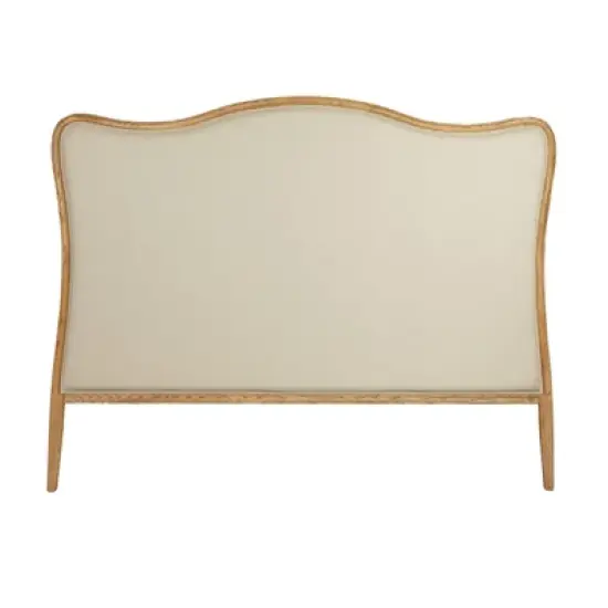 Storied Home Queen Oak Wood Headboard Beige: Upholstered, Freestanding, No Assembly, Spot Clean image {1}
