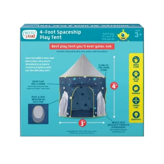 Chuckle & Roar Spaceship Pop-Up Kids' Play Tent image {3}