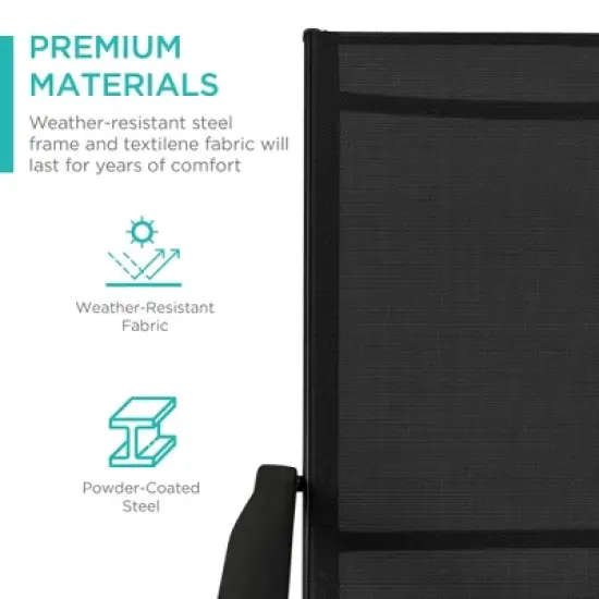 Best Choice Products Set of 2 Outdoor Patio Chaise Lounge Chair Adjustable Folding Pool Lounger w/ Steel Frame image {2}