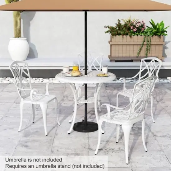 Costway 5 PCS Patio Cast Aluminum Bistro Set Dining Table & Chair with Umbrella Hole image {4}