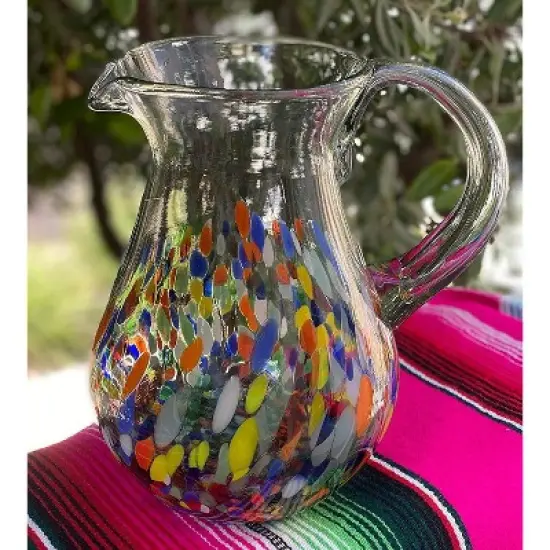 Dos Sue��os Mexican Hand Blown  Pitcher - Confetti Carmen Design - 84oz image {3}