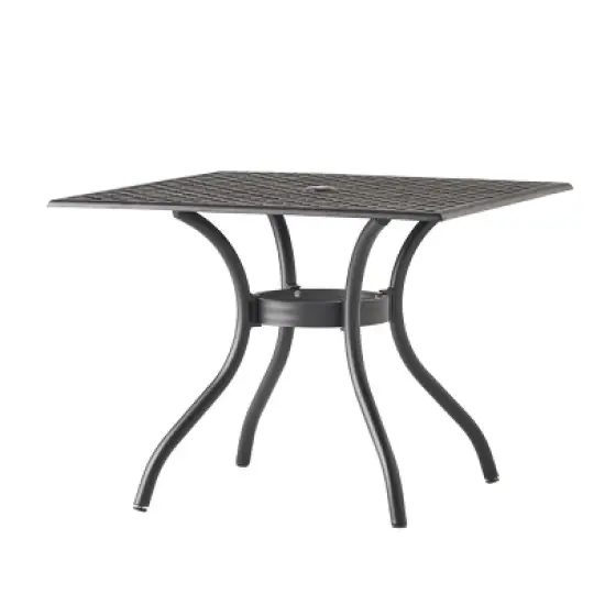 Gulches Patio Dining Tables - Black Sand Square Outdoor Table with Mesh Design image {10}