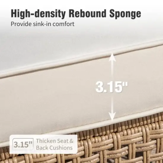 Captiva Designs 3pc Outdoor Patio Bohemian Wicker Conversation Set with Coffee Table image {7}