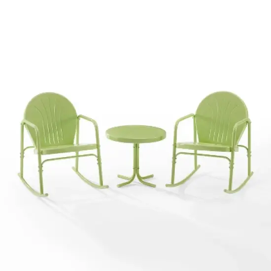 Griffith 3pc Outdoor Metal Rocking Chair Set - Lime - Crosley image {4}
