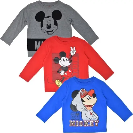 Disney Mickey Mouse 3 Pack Long Sleeve T-Shirts Infant to Big Kid image {12}