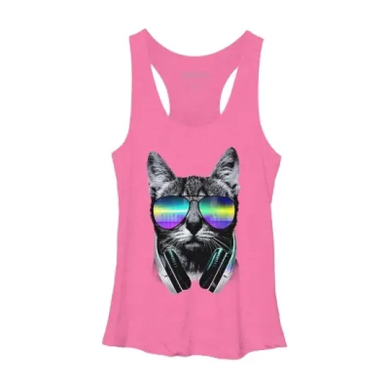 Women's Design By Humans Music Lover Cat By clingcling Racerback Tank Top image {8}