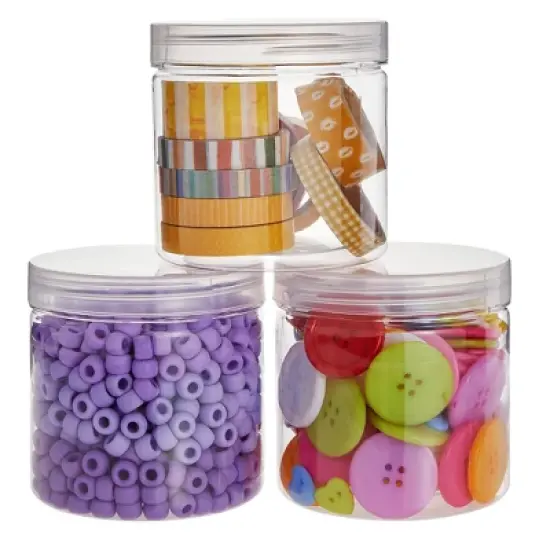 Juvale Slime Containers with Lids - 8 Pack Clear Plastic Jars for Kids DIY Crafts (12 oz) image {2}