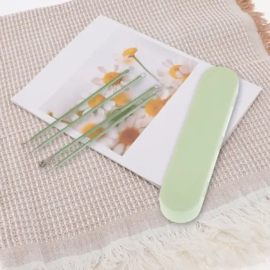 Unique Bargains No Word Plastic Box Pimple Extractor Tool Kit Green 1 Set image {5}