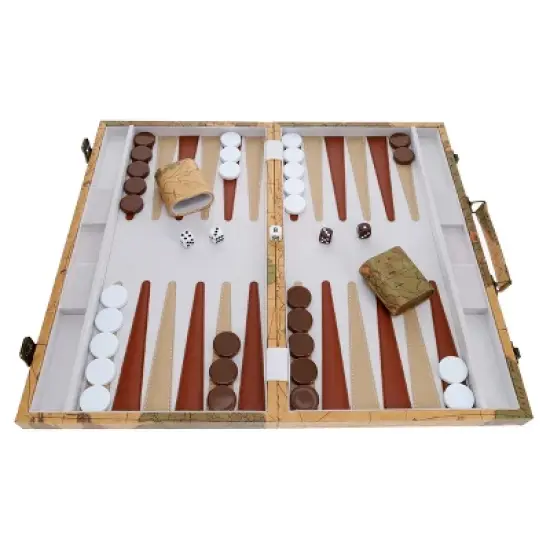 WE Games Map Design Backgammon Set - 18 Inch with Stitched Points image {3}