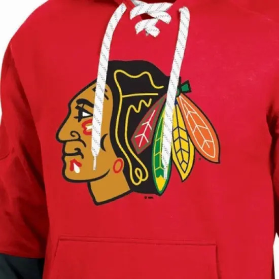 NHL Chicago Blackhawks Men's Long Sleeve Hooded Sweatshirt with Lace image {2}