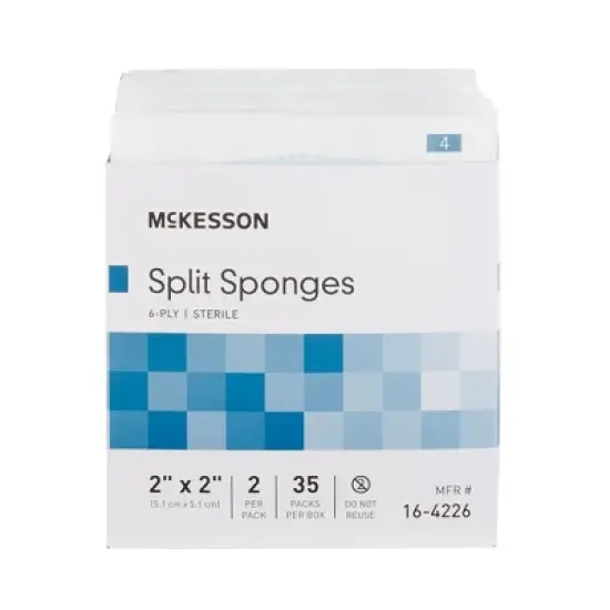McKesson 6-Ply Split Sponges I.V. / Drain Dressing Sterile 2 x 2" image {3}