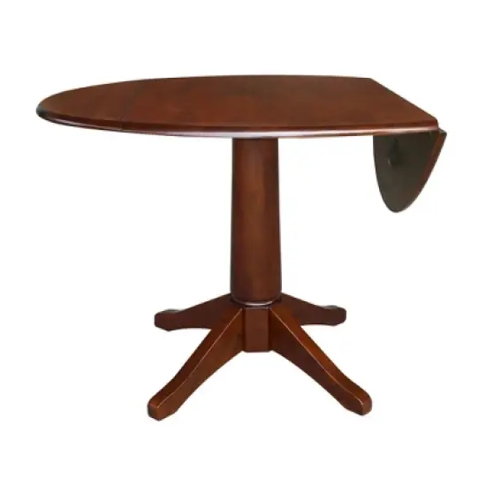 30.3" Thea Round Dual Drop Leaf Extendable Dining Table Espresso Brown - International Concepts image {2}