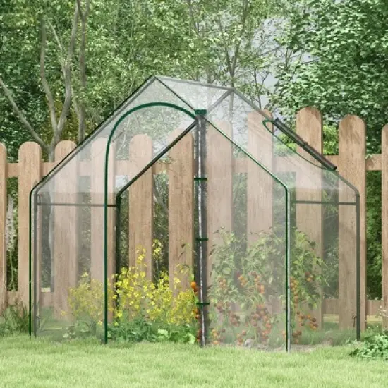 Outsunny 71'' x 39'' x 66'' Walk In Greenhouse Portable Hot House for Plants with Zippered Door and Top Window for Outdoor, Garden, Patio, PVC Cover image {1}