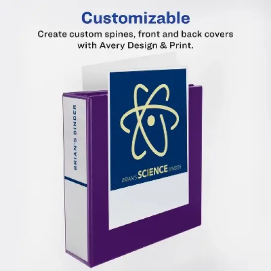 Avery Durable View 3 Ring Binders, 1 Inch Slant Rings, 4 Purple Binders (46014) image {2}