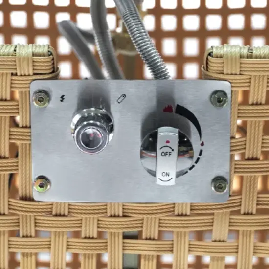 43" Rectangular Outdoor Propane Fire Pit Table, 60,000 BTU, Open-Weave Resin Wicker with Glass Guard for Patio and Backyard image {9}