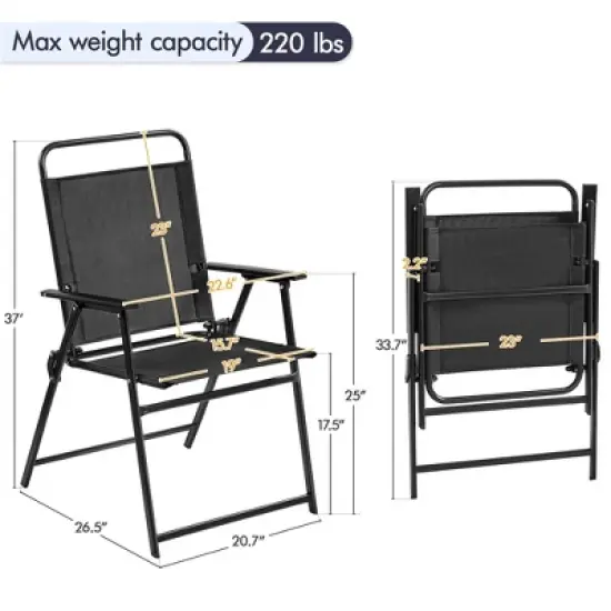 Yaheetech Set of 4 Outdoor Foldable Dining Chairs with Backrest and Armrests image {2}