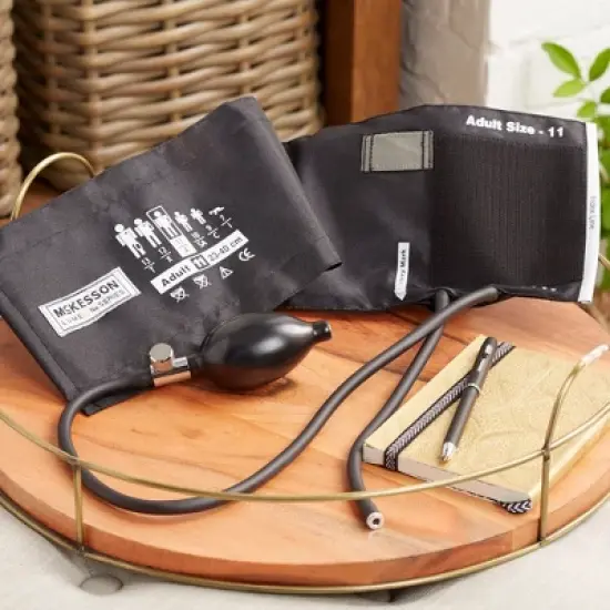 McKesson LUMEON Adult Reusable Blood Pressure Arm Cuff and Bulb Black 1 per Box image {3}