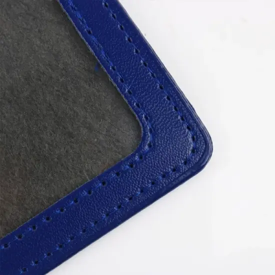 Unique Bargains Faux Leather Plastic Horizontal ID Badge Card Holder Blue 5 Pcs image {2}