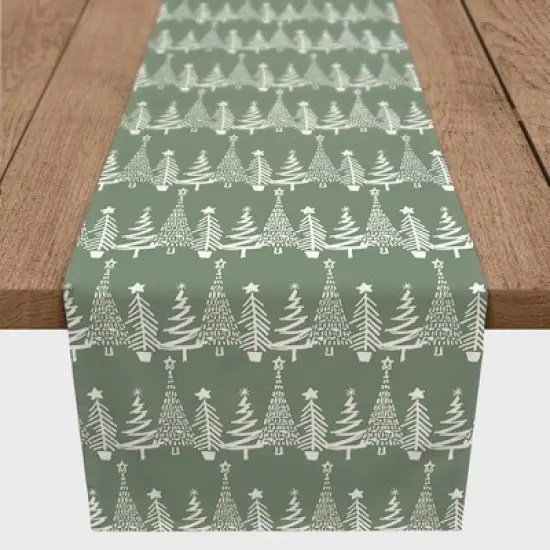 Creative Products Sage Christmas Tree Pattern 16 x 90 Cotton Twill Table Runner image {2}