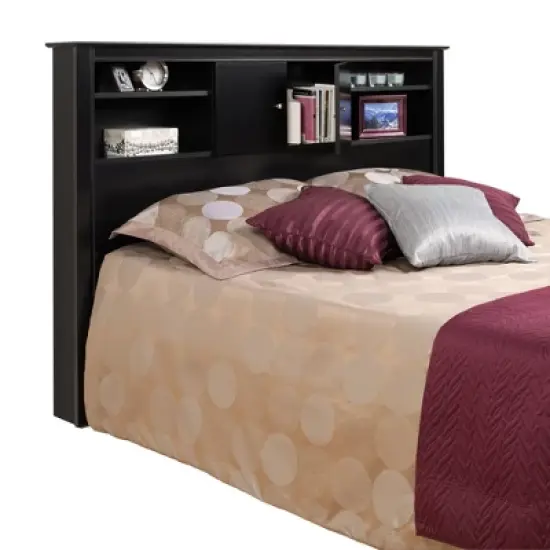 Queen Kallisto Bookcase Headboard with Doors Black - Prepac image {3}