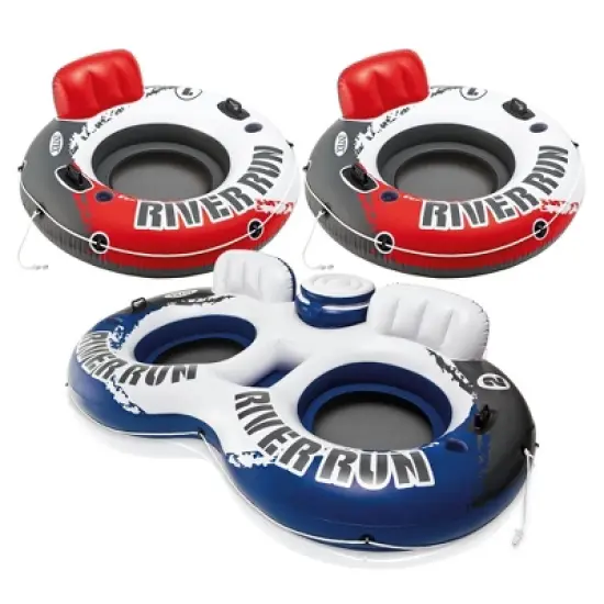 Intex Floating Water Tube Lake Pool (2 Pack) & River Run II 2 Person Pool Tube image {1}