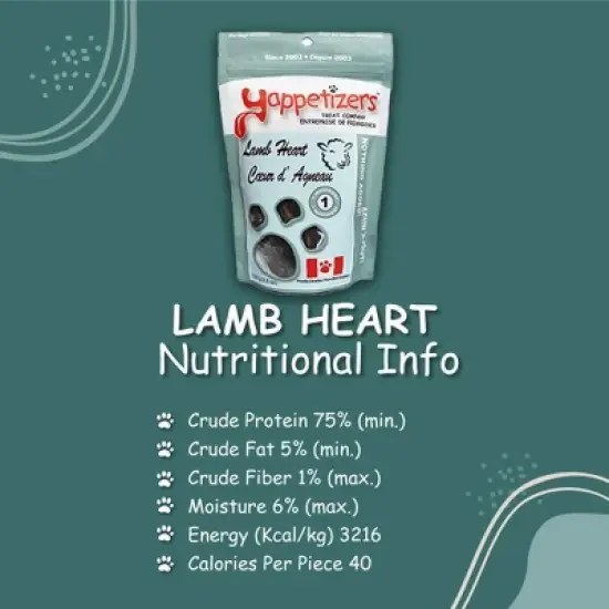 Yappetizers Treat Company Pure Lamb Heart - 3.5oz image {1}