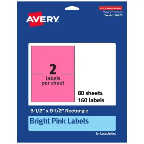 Avery Bright Pink Paper Labels, 5.5" x 8.5" Rectangle image {8}