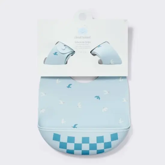 Silicone Bibs - 2pk - Birds/Checker - Cloud Island&trade; image {2}