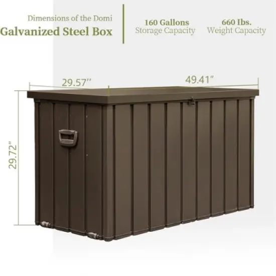 Christopher Knight Home Yale Outdoor 200Gallon Galvanized Steel Storage Deck Box with Handles and Lockable image {2}