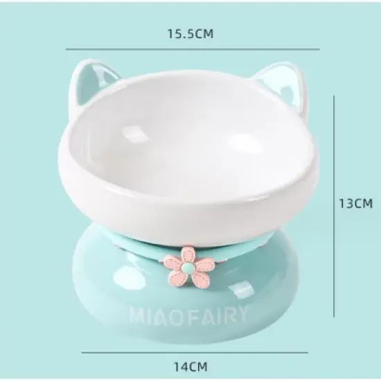 Fairyland&trade; - Ceramic Cat Bowl with Raised Stand, Cute Ear Design & Anti-Slip Base &ndash; Elevated Pet Food & Water Dish for Cats and Small Pets image {2}